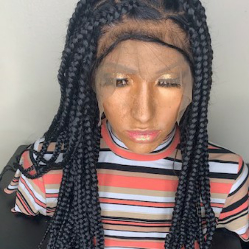 Knotless box braid lace wig